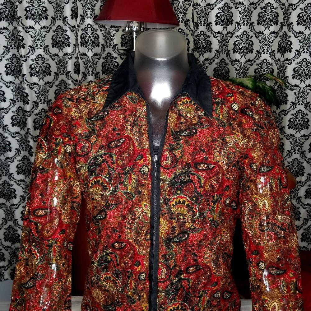 NOTATIONS Semi-sheer Multi-Colored Jacket/Top